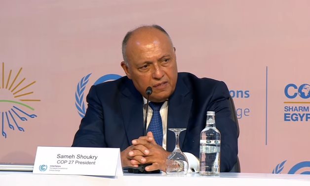 سامح شكري خلال مؤتمر صحفي