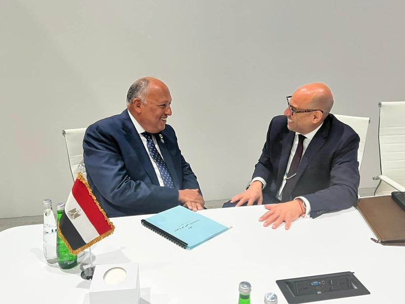 سامح شكري وزير الخارجية مع سايمون ستيل