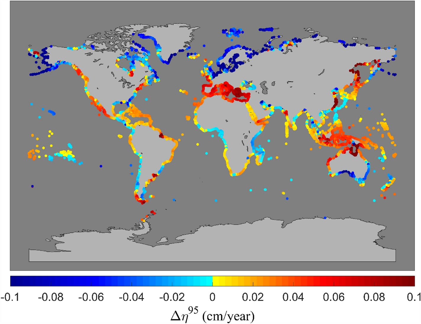 القيم في القطب الشمالي يمكن أن تكون أصغر من الحدود السفلية لشريط الألوان