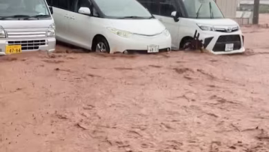 أثار الفيضانات في اليابان