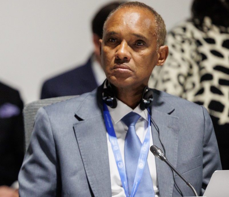 علي محمد -يمين-رئيس المجموعة الأفريقية على هامش مؤتمر الأطراف في باكو