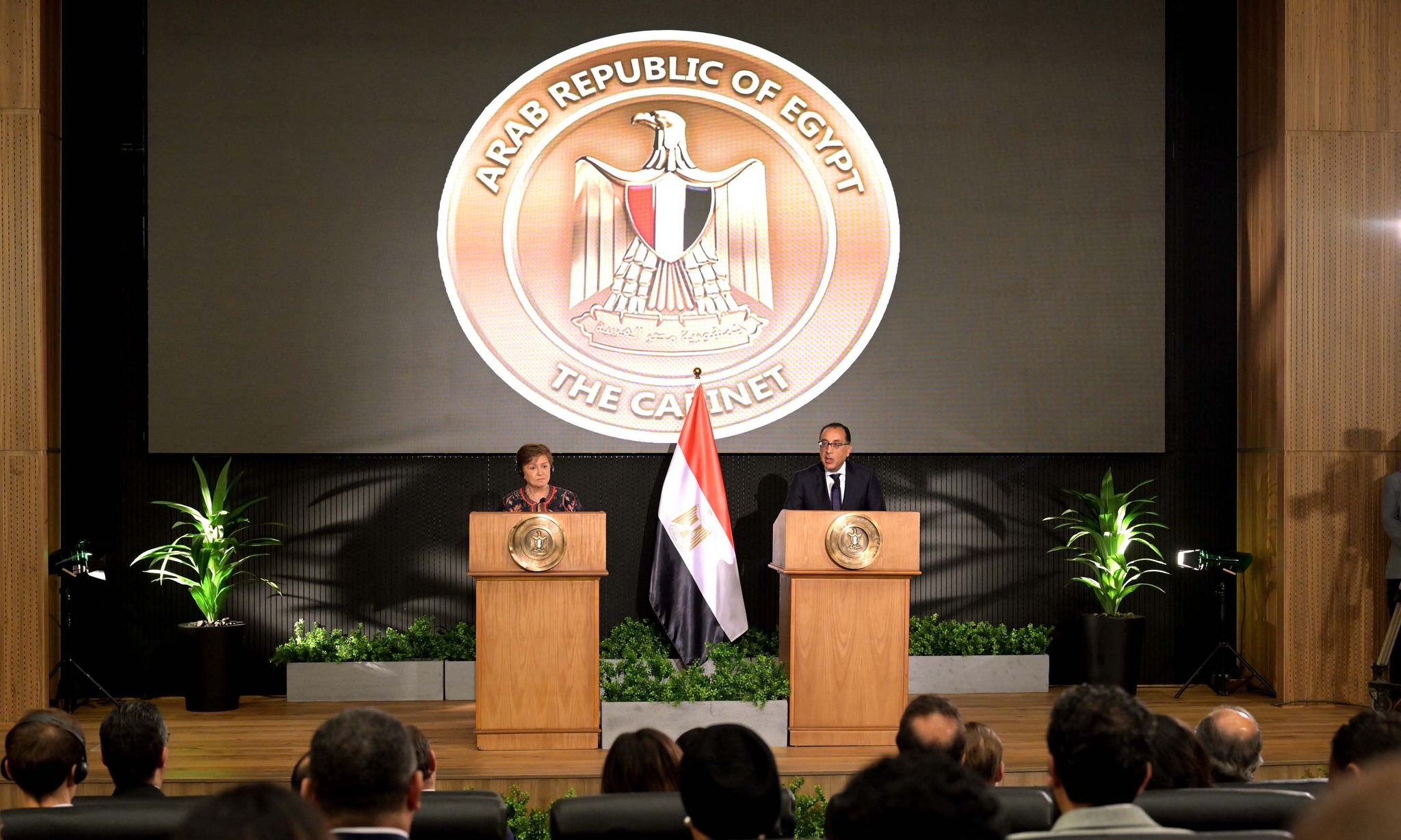 مؤتمر صحفي لرئيس الوزراء ومديرة صندوق النقد الدولي