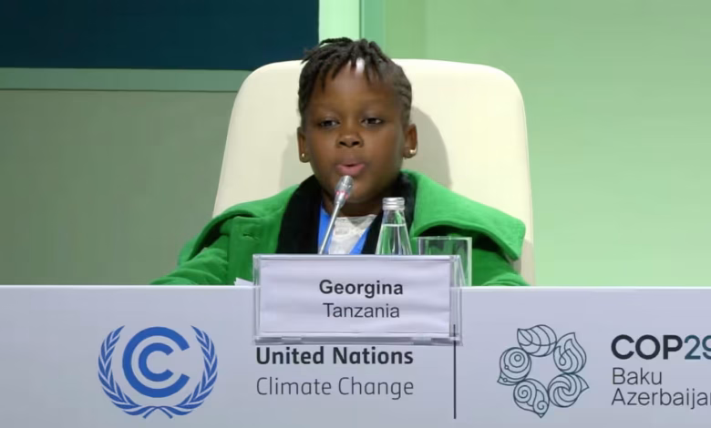 جورجينا، 10 أعوام، من تنزانيا، مؤتمر cop29