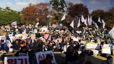 Climate activists attend a rally, Busan, South Korea,