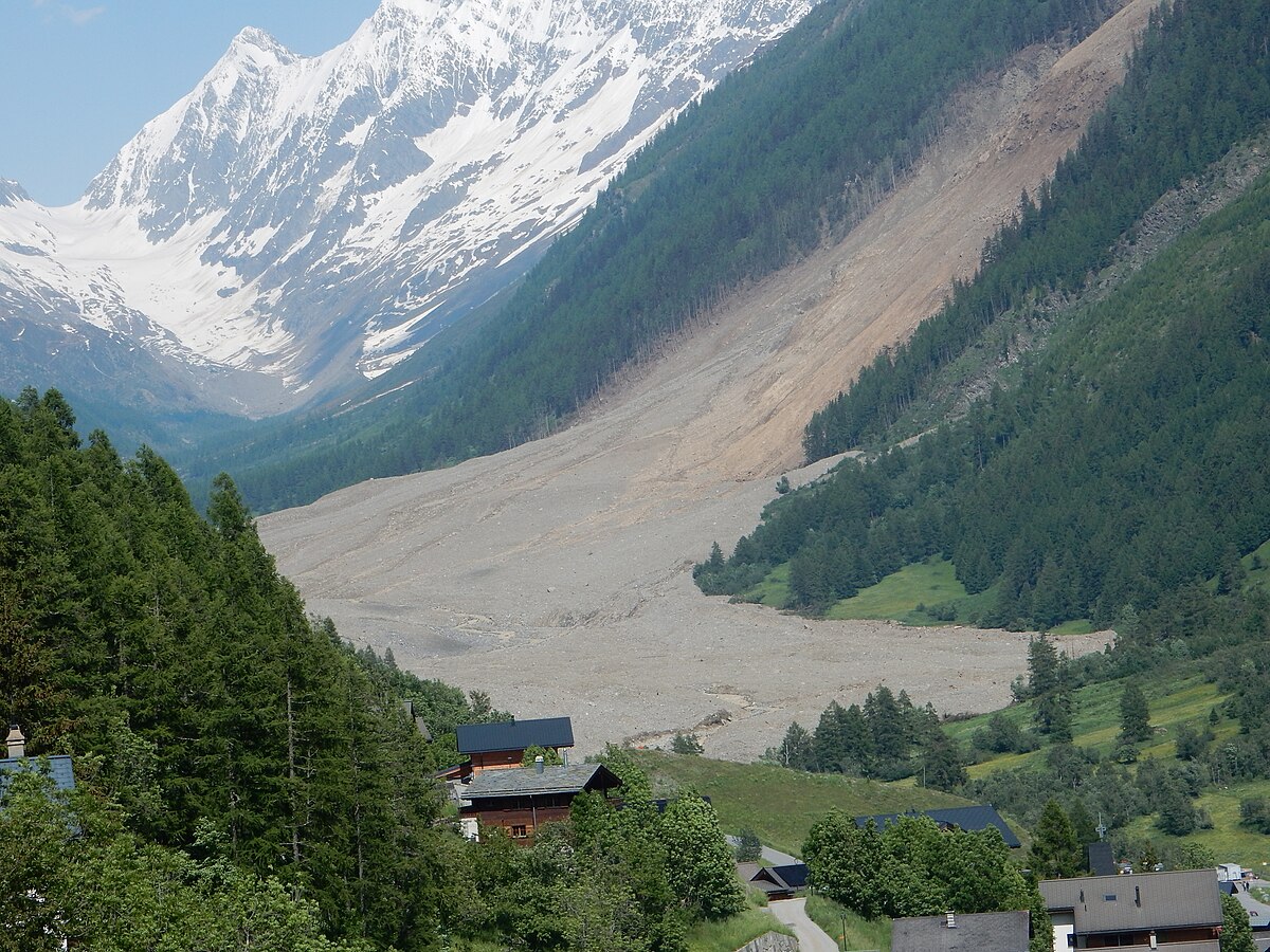 قرية بلاتن في فاليه، سويسرا، بعد انهيار النهر الجليدي، 2025.