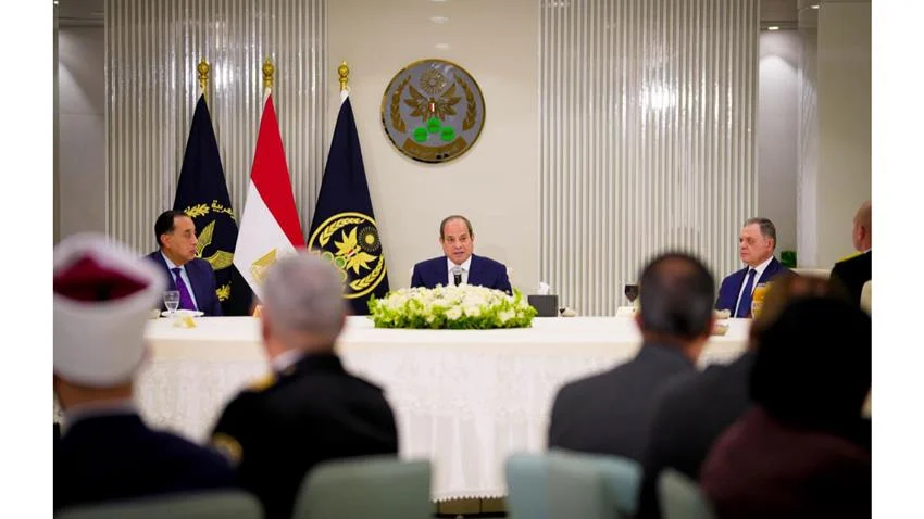 الرئيس السيسي أثناء مشاركته حفل الإفطار في أكاديمية الشرطة