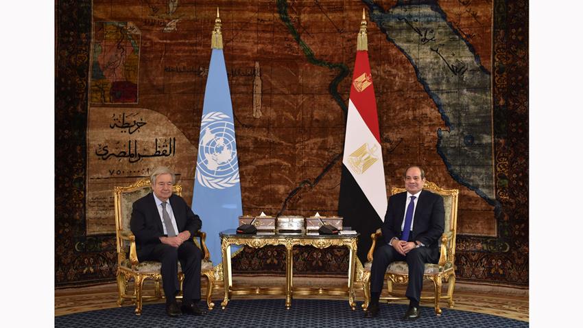 السيسي وجوتيريش يبحثان القضية الفلسطينية وإصلاح مجلس الأمن ومنع التصعيد الإقليمي